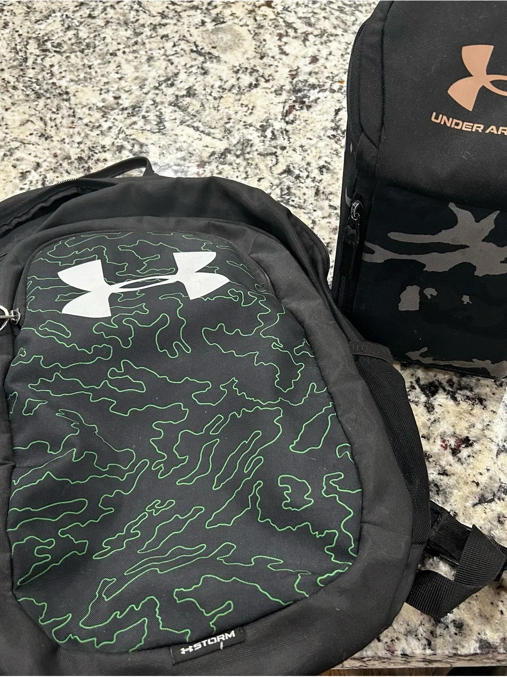 Under Armour Black Backpack with Neon Green Outline Pattern - Men's